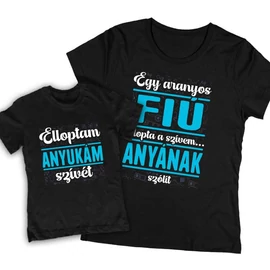 Elloptam anyukám szívét (fiús) páros póló szett (Fekete)