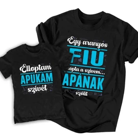 Elloptam apukám szívét (fiús) páros póló szett (Fekete)