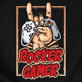 Rocker gamer gyerek póló (Fekete)