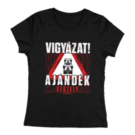 Vigyázat! Ajándék veszély női póló