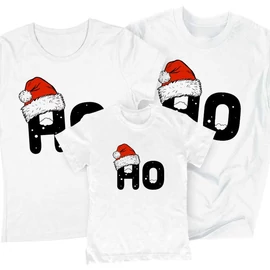 HO HO HO családi póló szett (1 gyerek) (Fehér)