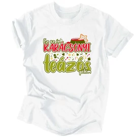 Karácsonyi teázós férfi póló (Fehér)