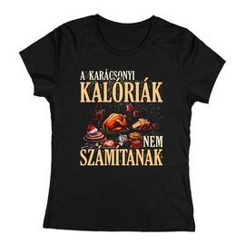 Karácsonyi kalóriák  női póló (Fekete)
