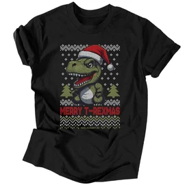 Merry T-Rexmas férfi póló (Fekete)