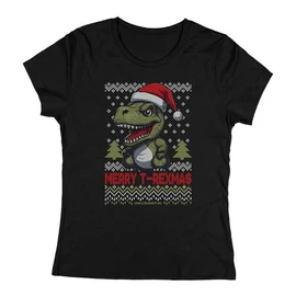 Merry T-Rexmas női póló (Fekete)
