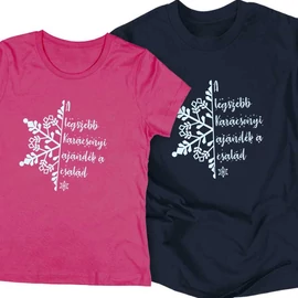 A legszebb ajándék a család páros póló szett (Női Rózsaszín, Férfi Sötétkék))
