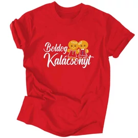 Boldog Kalácsonyt férfi póló (Piros)