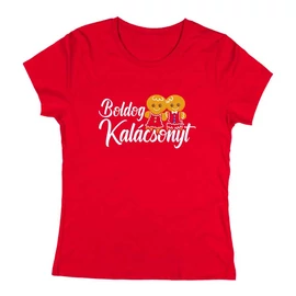 Boldog Kalácsonyt női póló (Piros)