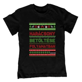 Karácsony betöltése folyamatban gyerek póló (Fekete)