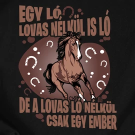 Ló és lovas férfi póló (Fekete)