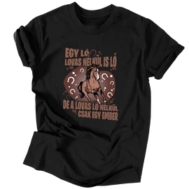 Ló és lovas férfi póló (Fekete)