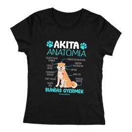 Akita anatómia női póló (Fekete)