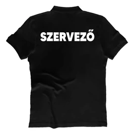 Rendezvényre Szervező feliratos férfi galléros póló (Fekete)