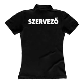 Rendezvényre Szervező feliratos női galléros póló (Fekete)