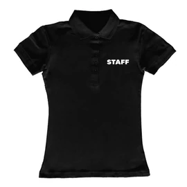 Rendezvényre Staff feliratos női galléros póló (Fekete)