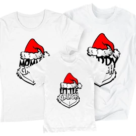 Grinch család családi póló szett (1 gyerek) (Fehér)