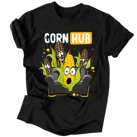 CORN HUB  férfi póló (Fekete) v2