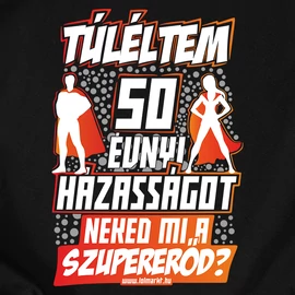 Túléltem X évnyi házasságot férfi póló (Fekete)