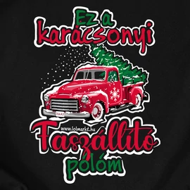 Karácsonyi faszállító férfi póló (Fekete)