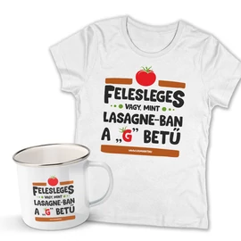 Felesleges vagy női póló + Fémbögre szett (Fehér pólóval)