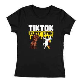 Tiktok előtt - után női póló (Fekete)