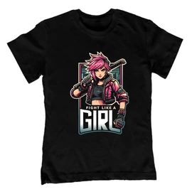 Fight like a girl gyerek póló (Fekete)