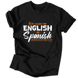 English or Spanish férfi póló (Fekete)