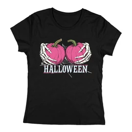 Csontos halloween női póló (Fekete)
