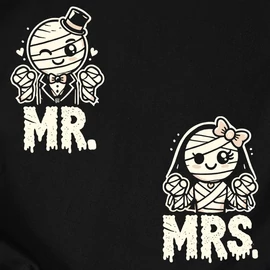 Mr. &amp;amp; Mrs.  páros póló (halloweeni kiadás) (Fekete)