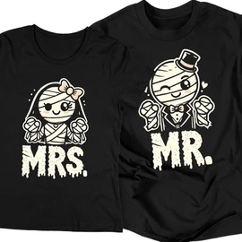 Mr. &amp; Mrs.  páros póló (halloweeni kiadás) (Fekete)