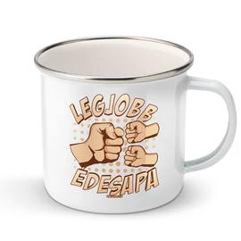 Legjobb apa (gyerek kezekkel) fém bögre (Fehér)