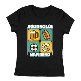 Szurkolói napirend szurkolói női póló (Fekete)