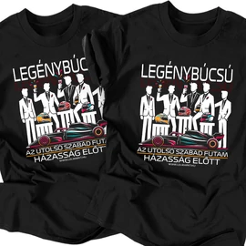 Utolsó szabad futam legénybúcsú póló szett (Fekete)