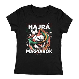 Hajrá magyarok szurkolói női póló (Fekete)