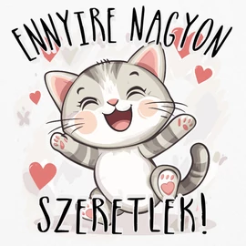 Ennyire szeretlek (cica) fém bögre (Fehér)