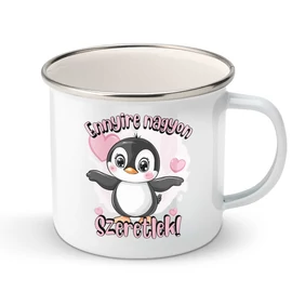 Ennyire szeretlek (pingvin) fém bögre (Fehér)