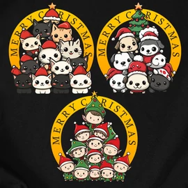 Merry Christmas (Kutyás mintával) férfi póló (Fekete)