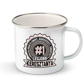 Tanusított legjobb keresztanya fém bögre (Fehér)
