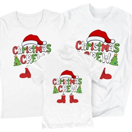 Christmas crew családi póló szett (1 gyerek) (Fehér)