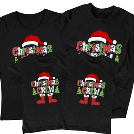 Christmas crew családi póló szett (2 gyerek) (Fekete)