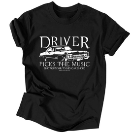 Driver picks the music férfi póló (Fekete)