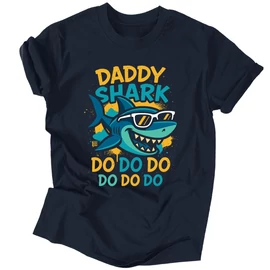 Daddy shark férfi póló (Sötétkék)