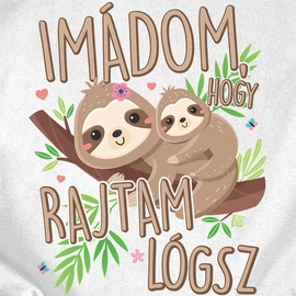 Imádom, hogy rajtam lógsz páros póló szett (Fehér)