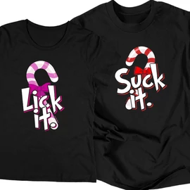 Suck it/Lick it páros póló szett (Fekete)