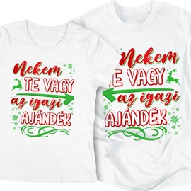 Nekem te vagy az igazi ajándék páros póló (Fehér)
