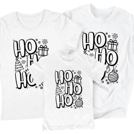 Hohoho családi póló szett (1 gyerek) (Fehér)