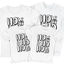 Hohoho családi póló szett (2 gyerek) (Fehér)