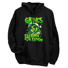 A grincs ellopta a szívemet kapucnis pulóver (Fekete)
