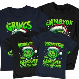  A grincs ellopta a szívem családi póló szett (2 gyerek) (Fekete-Sötétkék)