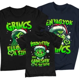 A grincs ellopta a szívem családi póló szett (1 gyerek) (Fekete-Sötétkék)